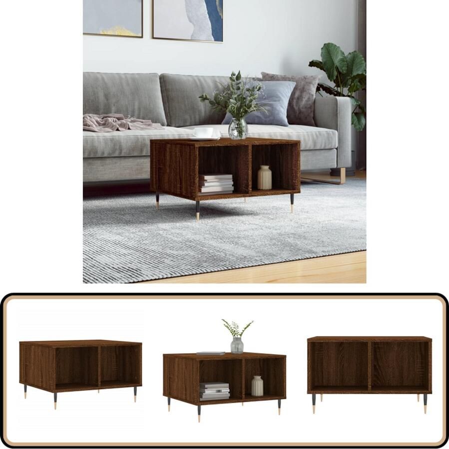 VidaXL Salontafel Bruin Eiken 60x50x36 5 cm Salontafel Houten Salontafel Bruine Eiken Salontafel Salontafeltje Bijzettafel
