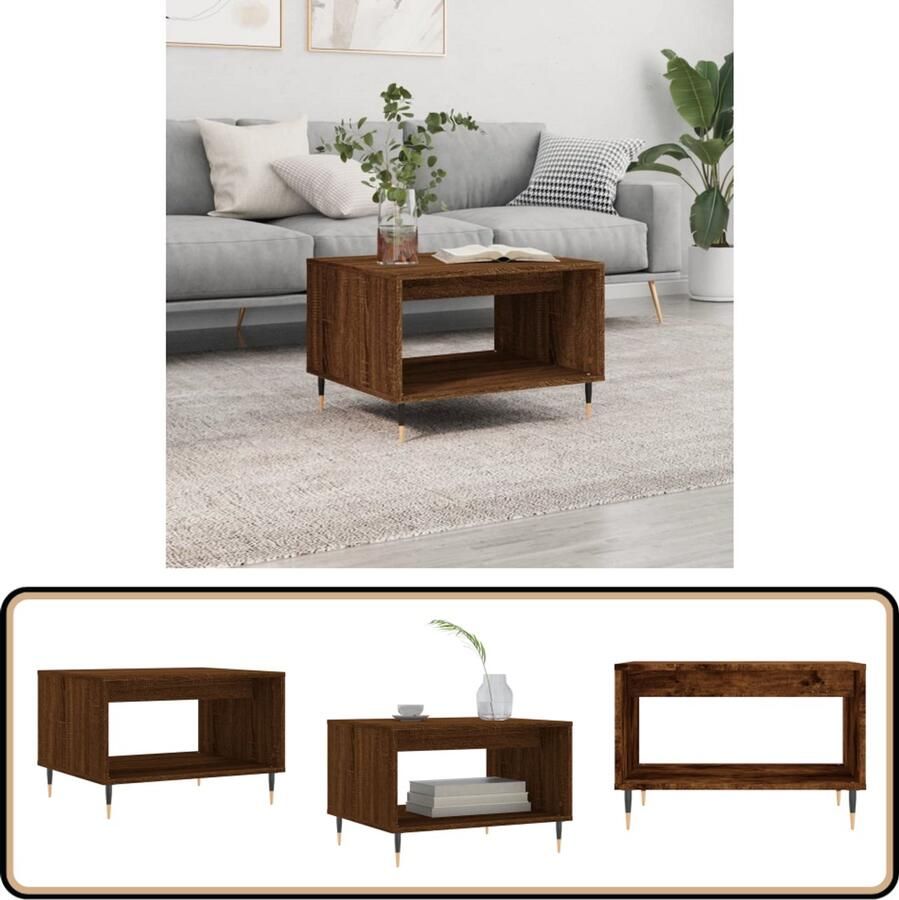 VidaXL -Salontafel-60x50x40-cm-bewerkt-hout-bruin-eikenkleur - Foto 4