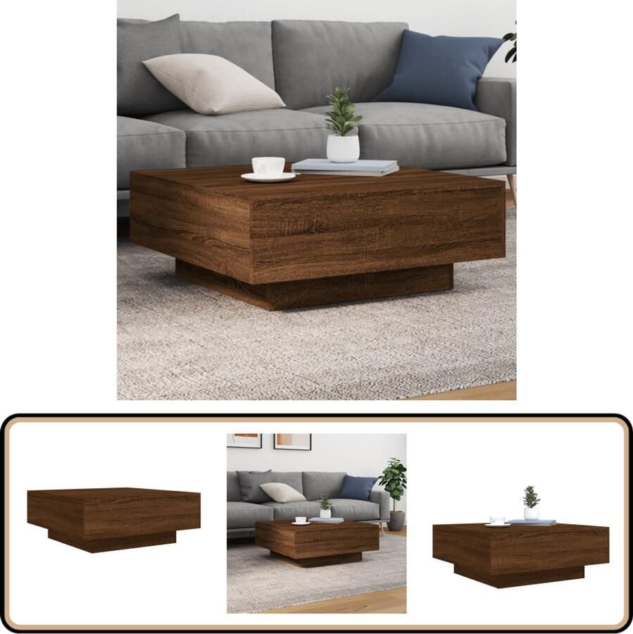 VidaXL Salontafel Bruin Eiken 80x80x31 cm Salontafel Salontafels Bijzettafel Banktafel