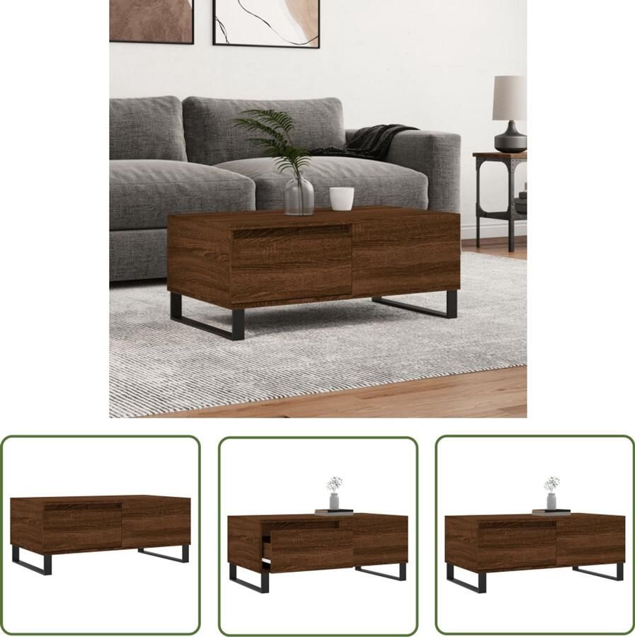 VidaXL Salontafel Bruin Eiken 90x50x36 5 cm Salontafel Houten Salontafel Bruine Salontafel Bijzettafel Design Salontafel Modern Salontafel