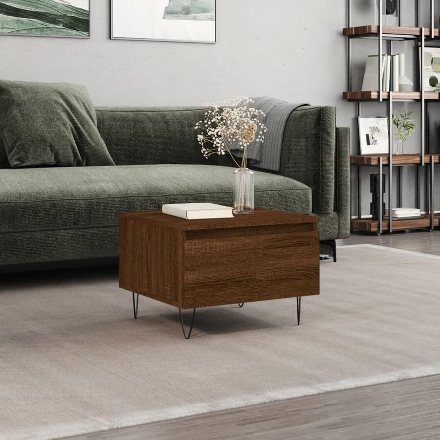 VidaXL Salontafel Bruin Eikenkleur Bewerkt Hout Salontafel Bruine Eiken Meubilair Houten Salontafel Met Lade Modern Design Tafels Kleine Salontafel Tv Stand Koffie Tafel Living Room Furniture Side Table