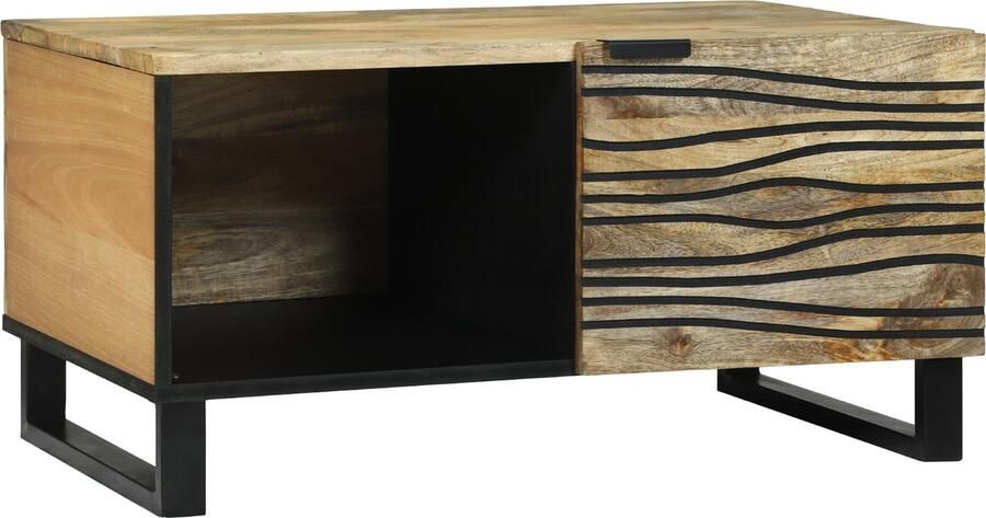 VidaXL Salontafels met plank Geometrisch met opslag met de deur Bruin 80 x 50 x 40 cm massief mangohout