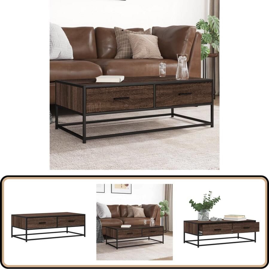 VidaXL Salontafel Bruineiken 100x50x35 cm Salontafel Salontafels Bijzettafel Banktafel