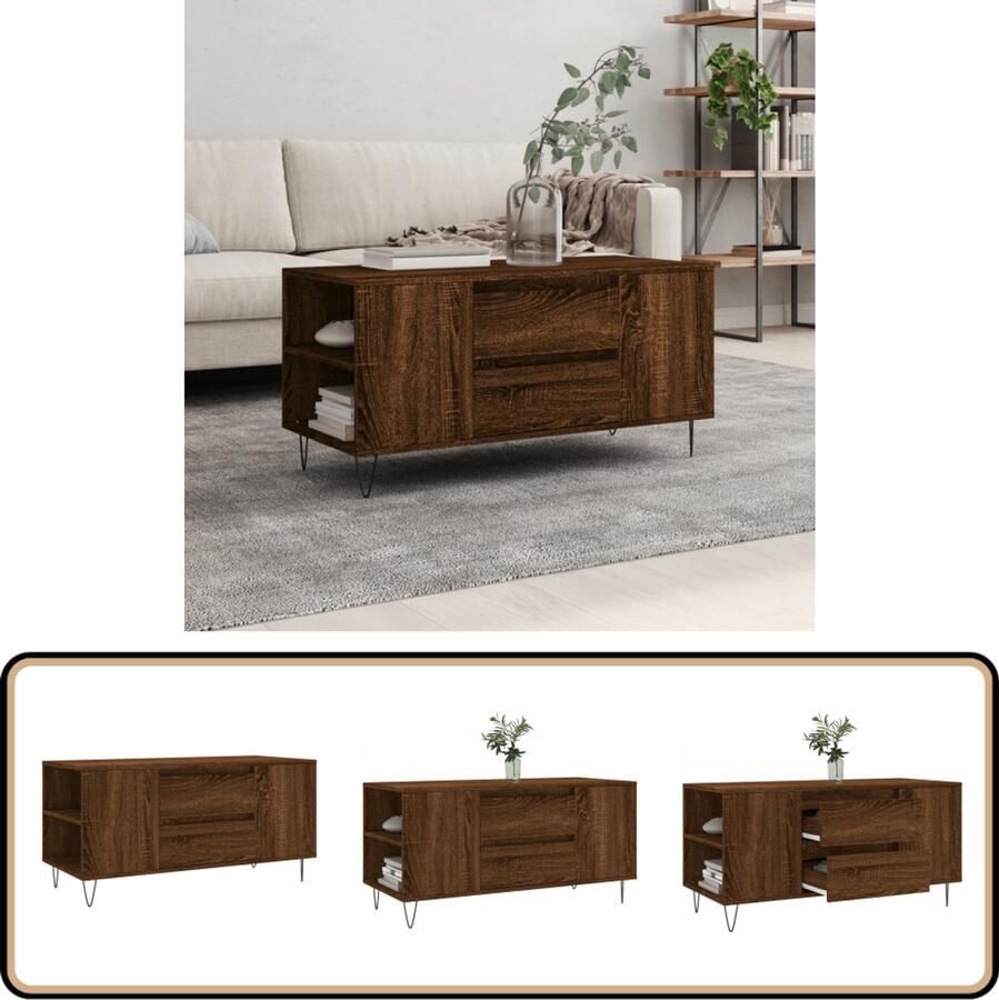 VidaXL Salontafel Bruineiken 102x44 5x50 cm Salontafel Salontafels Tafel Bijzettafel