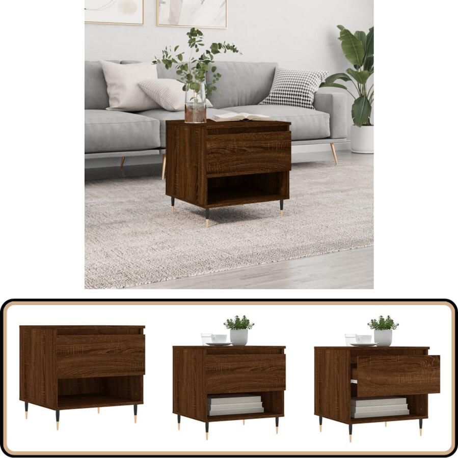 VidaXL Salontafel Bruineiken 50x46x50 cm Salontafel Bruine Eiken Kleur Houten Salontafel Design Salontafel Tv Tafeltje Koffietafel Bijzettafel Living Room Furniture