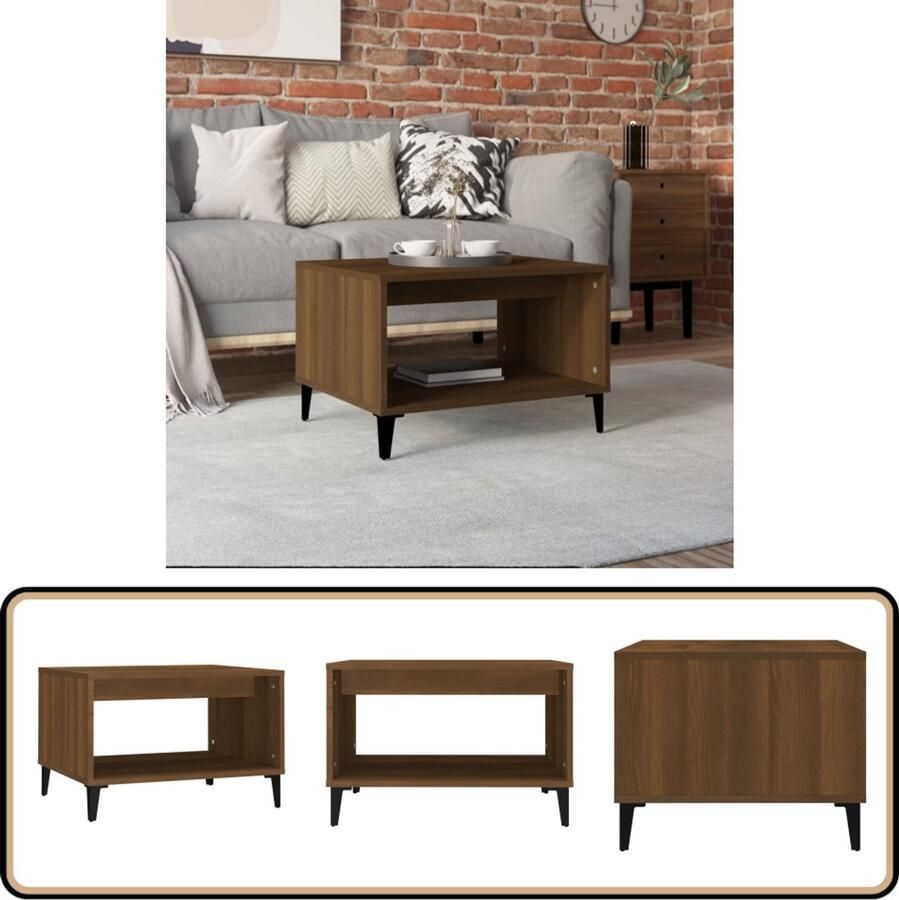 The Living Store Salontafel Bruineiken 60 x 50 x 40 cm Stevig materiaal Salontafel Houten Salontafel Bruin Meubilair Bijzettafel Livingroom Furniture