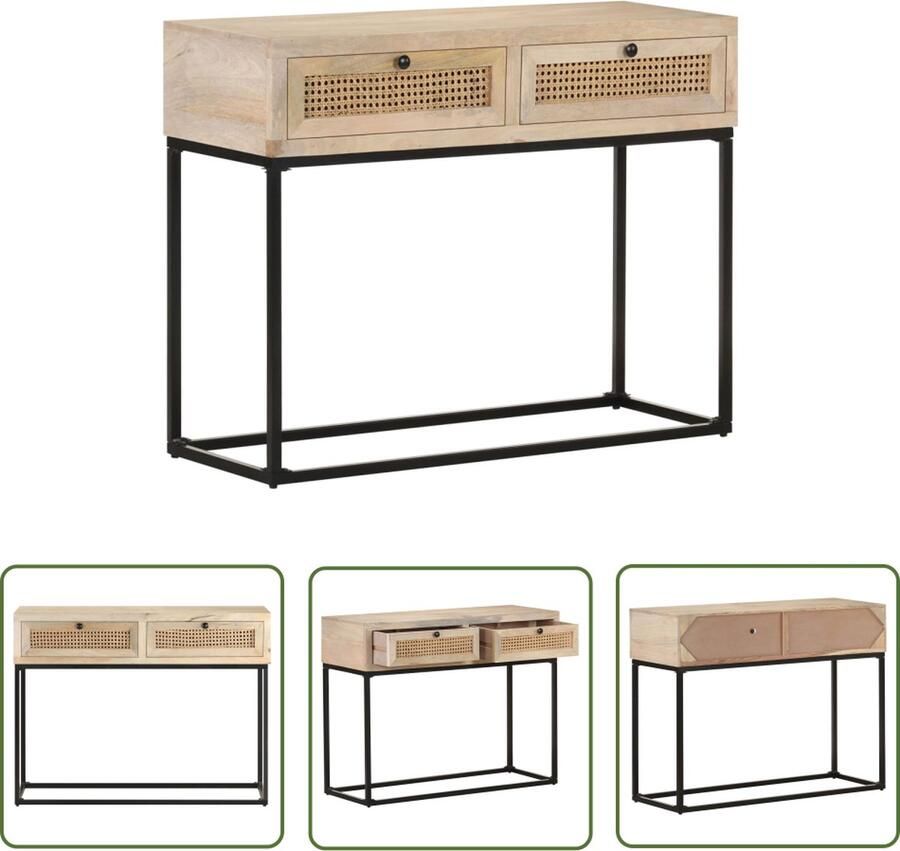 The Living Store Consoletafel Massief mangohout 100 x 35 x 76 cm Rustieke charme Consoletafel Salontafel Bijzetkast Mangohout Rustic - Foto 2