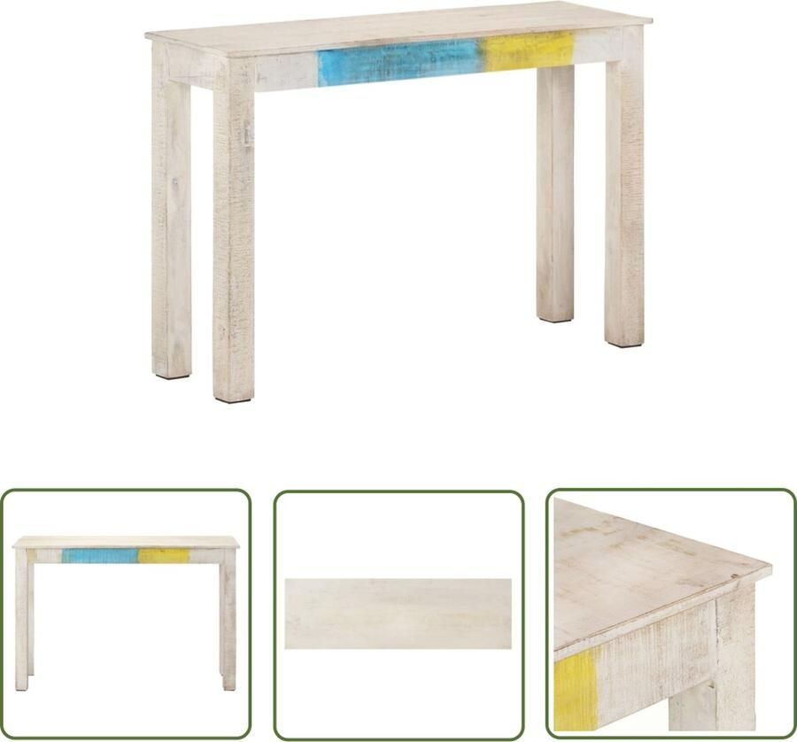 The Living Store Consoletafel Ruw Mangohout 115 x 35 x 77 cm Whitewash Consoletafel Salontafel Bijzetkast Wandtafel Mangohouten Tafel - Foto 2