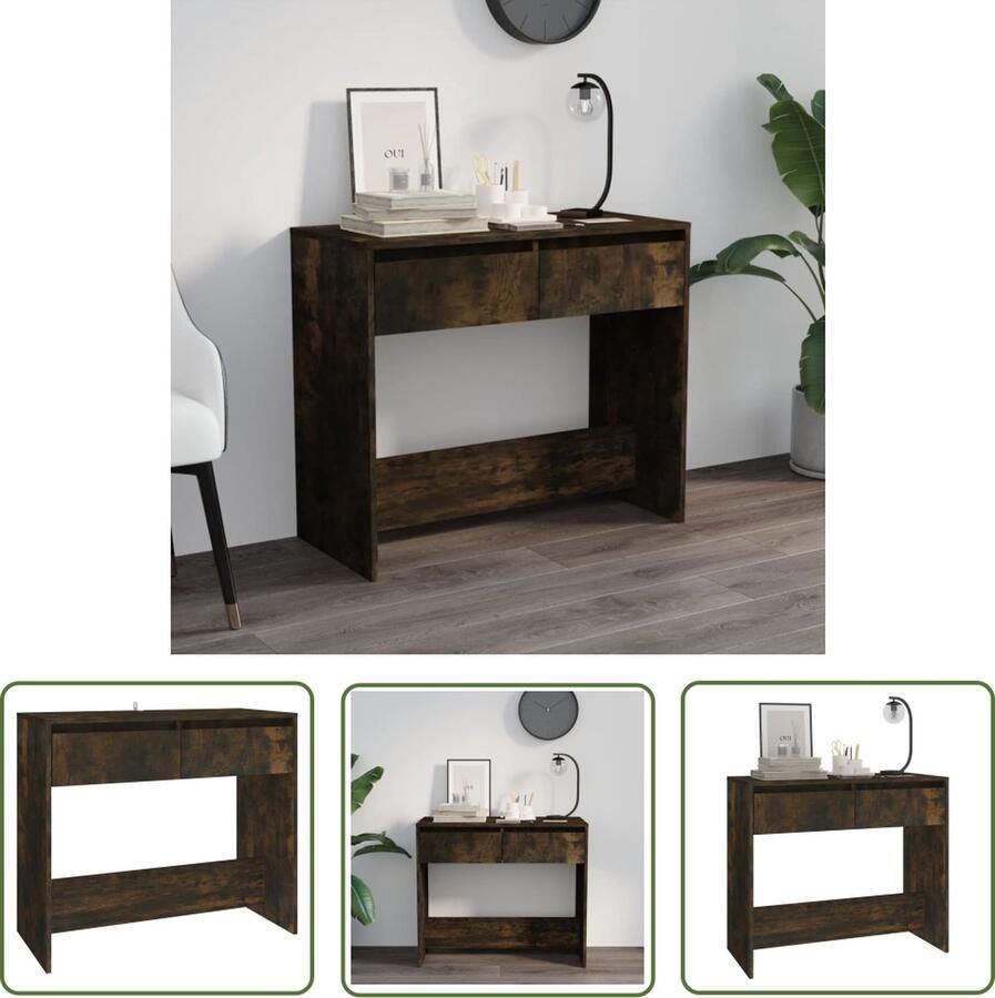 The Living Store Consoletafel s Decoratieve Opbergoplossing 89 x 41 x 76.5 cm Gerookt eiken Consoletafel Salontafel Bijzetkast Decoratief Meubel Opbergmeubel - Foto 2