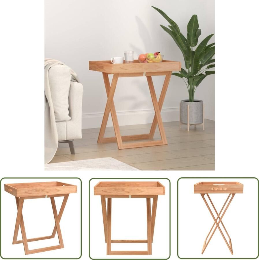 VidaXL Salontafel Dienbladtafel inklapbaar 52x36x56 5 cm walnotenhout Houtmeubilair Walnotenhout Inklaptabel