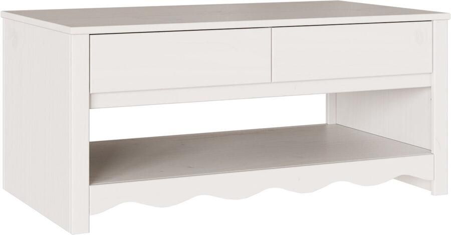 VidaXL Salontafel with Drawer Wit 99 x 55 x 45 cm Massief grenenhout - Foto 2