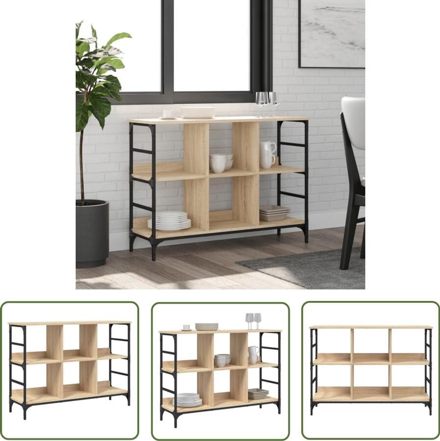 The Living Store Dressoir 102x32x73 5 cm bewerkt hout sonoma eikenkleurig Dressoir Salontafel Houten Meubels Landelijke Stijl Vintage Design