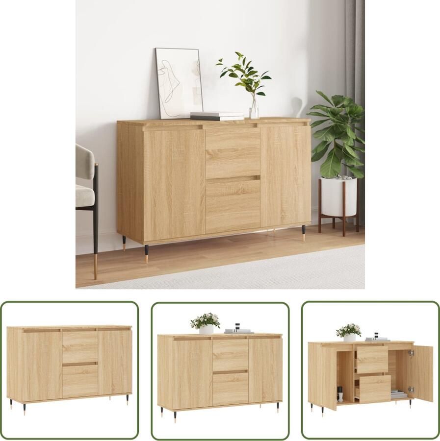 VidaXL Dressoir 104x35x70 cm bewerkt hout sonoma eikenkleurig Dressoir Salontafel Houten Dressoir Vintage Dressoir Landelijk Dressoir