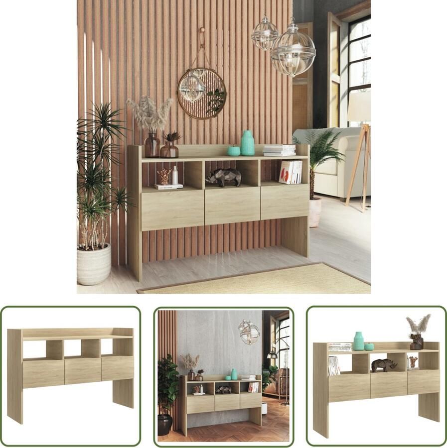 The Living Store Dressoir 105x30x70 cm bewerkt hout sonoma eikenkleurig Dressoir Salontafel Tv-meubel Houten Meubels Landelijk Interieur