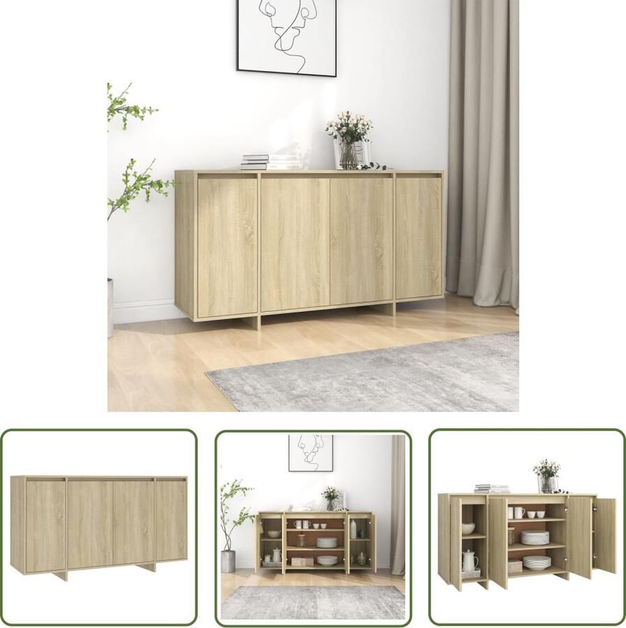 VidaXL Dressoir 135x41x75 cm bewerkt hout sonoma eikenkleurig Dressoir Salontafel Houten Dressoir Sonomaneik Vintage Dressoir