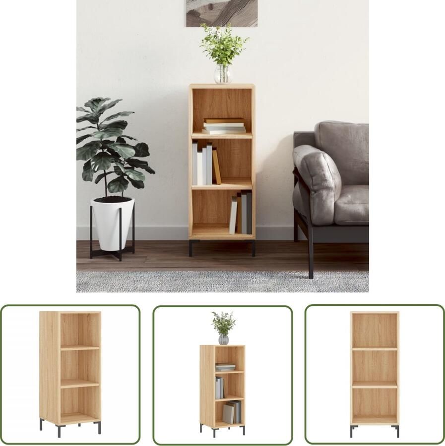 The Living Store Dressoir 34 5x32 5x90 cm bewerkt hout sonoma eikenkleurig Dressoir Salontafel Houten Dressoir Vintage Dressoir Landelijk Dressoir - Foto 3