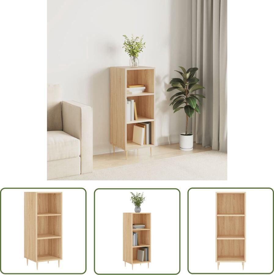 The Living Store Dressoir 34 5x32 5x90 cm bewerkt hout sonoma eikenkleurig Dressoir Salontafel Houten Dressoir Vintage Dressoir Landelijk Dressoir - Foto 4