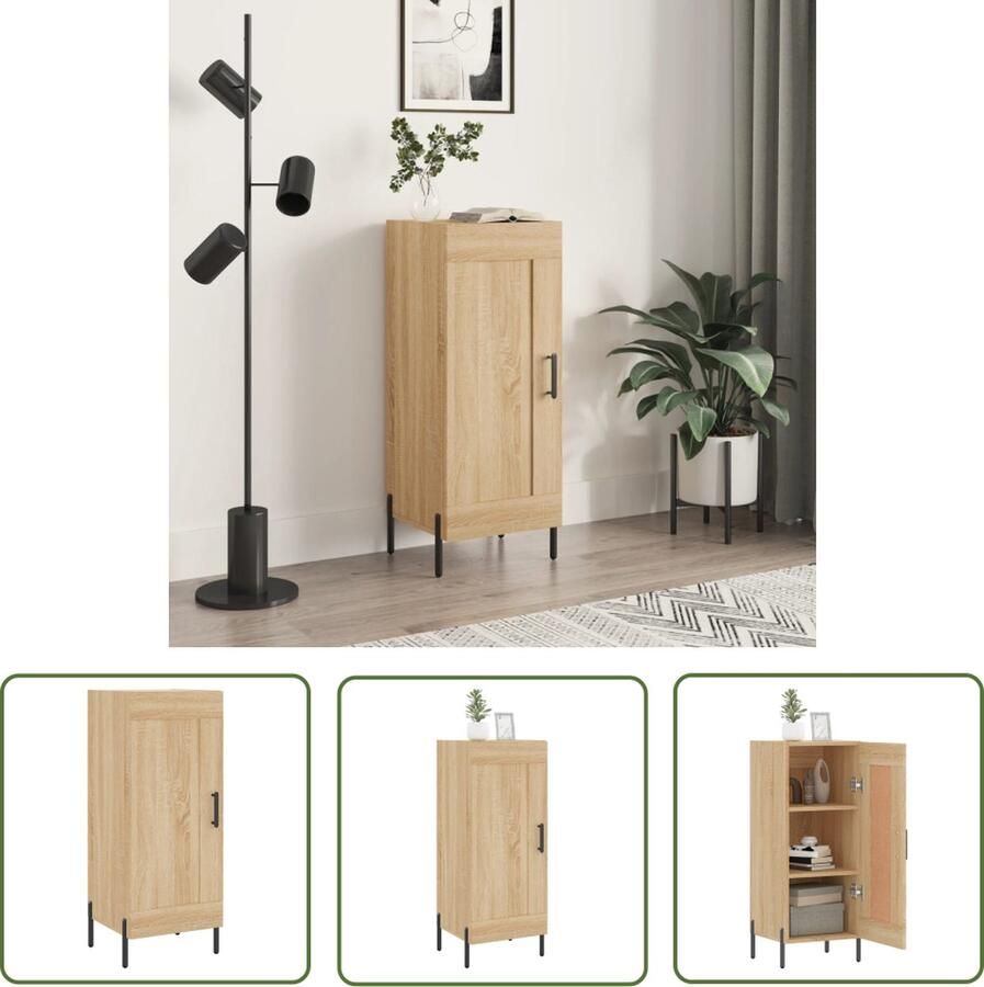 The Living Store Dressoir 34 5x34x90 cm bewerkt hout sonoma eiken Dressoir Modern Dressoir Houten Dressoir Sonome Eiken Dressoir Opbergkast - Foto 8