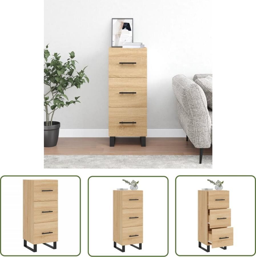 VidaXL Dressoir 34 5x34x90 cm bewerkt hout sonoma eiken Dressoir Salontafel Houten Dressoir Bruine Dressoir Landelijk Dressoir