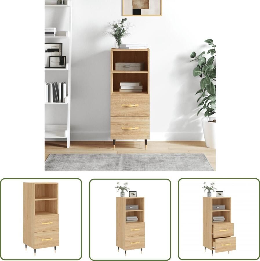 The Living Store Dressoir 34 5x34x90 cm bewerkt hout sonoma eiken Dressoir Modern Dressoir Houten Dressoir Sonome Eiken Dressoir Opbergkast - Foto 7