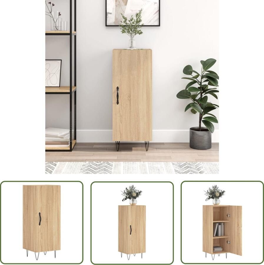 The Living Store Dressoir 34 5x34x90 cm bewerkt hout sonoma eiken Dressoir Salontafel Houten Dressoir Vintage Dressoir Landelijk Dressoir - Foto 2