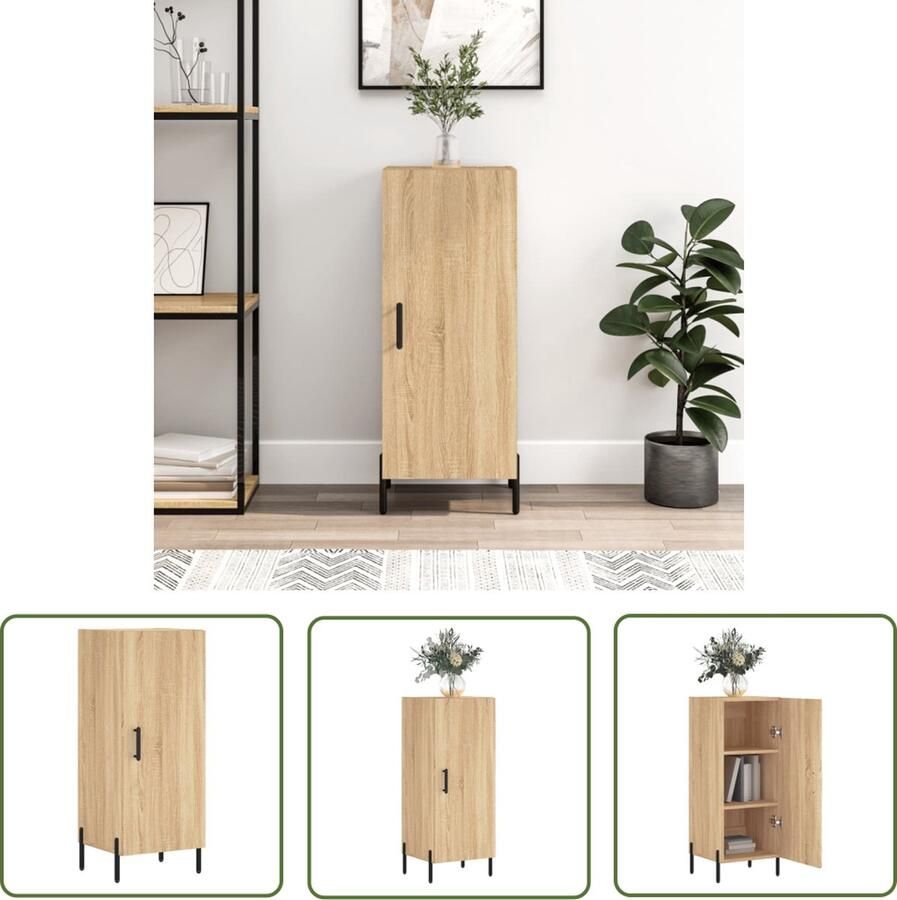 The Living Store Dressoir 34 5x34x90 cm bewerkt hout sonoma eiken Dressoir Salontafel Houten Dressoir Modern Dressoir Opbergkast - Foto 2