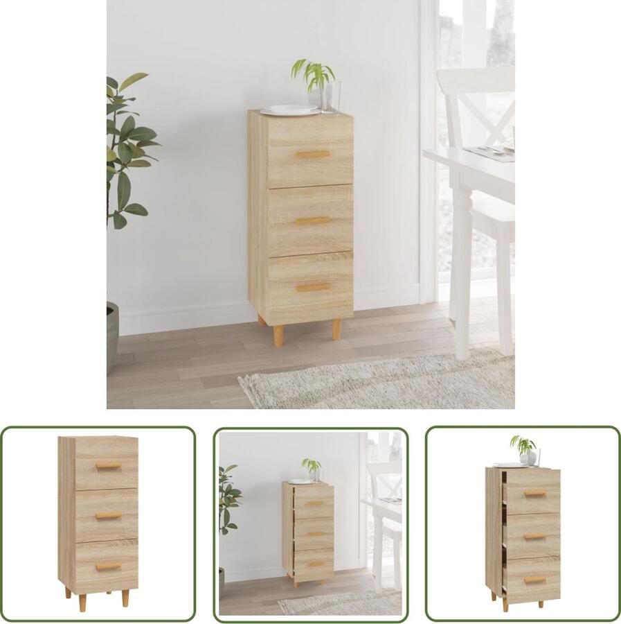 VidaXL Dressoir 34 5x34x90 cm bewerkt hout sonoma eiken Dressoir Salontafel Tv-kast Badkamerkast Vintage Dressoir