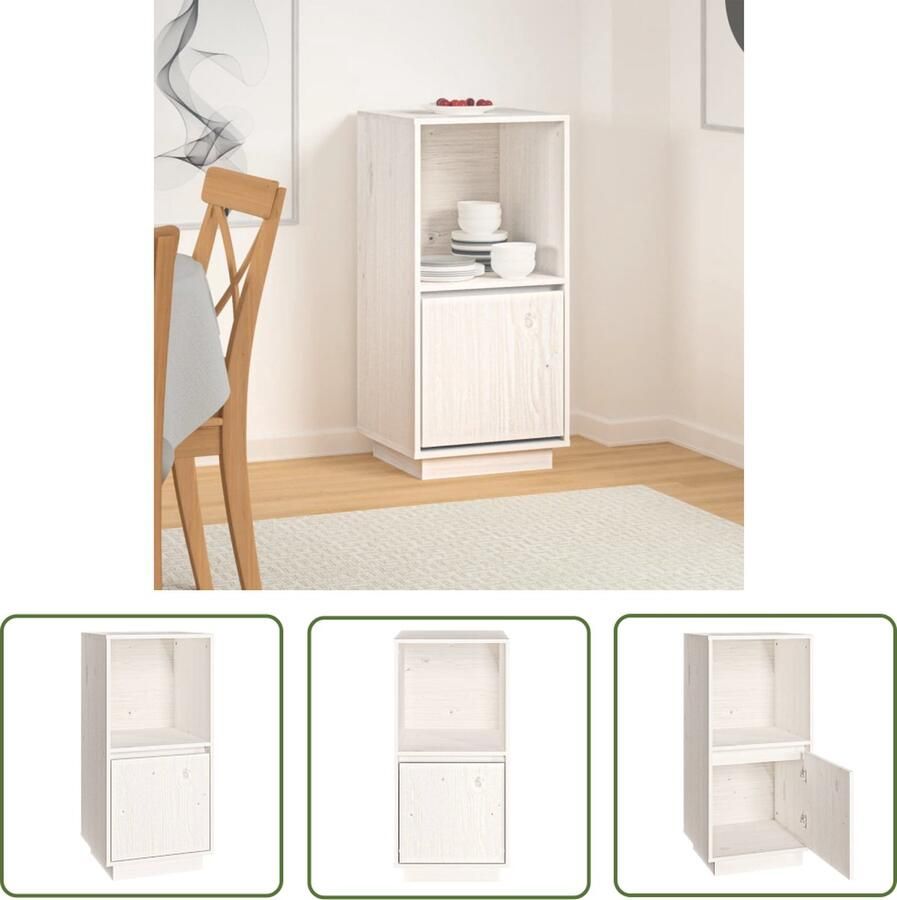 The Living Store Dressoir 38x35x80 cm massief grenenhout wit Dressoir Massief Hout Grenenhout Modern Dressoir Wit Dressoir