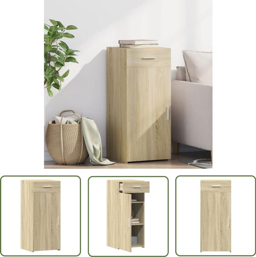 The Living Store Dressoir 40x42 5x93 cm bewerkt hout sonoma eikenkleurig Dressoir Salontafel Houten Dressoir Opbergkast Vintage Dressoir