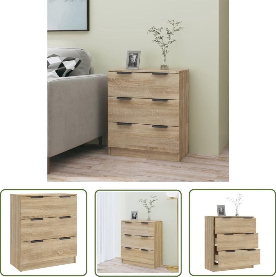 The Living Store Dressoir 60x30x70 cm bewerkt hout sonoma eikenkleurig Dressoir Salontafel Houten Dressoir Houten Kast Vintage Dressoir
