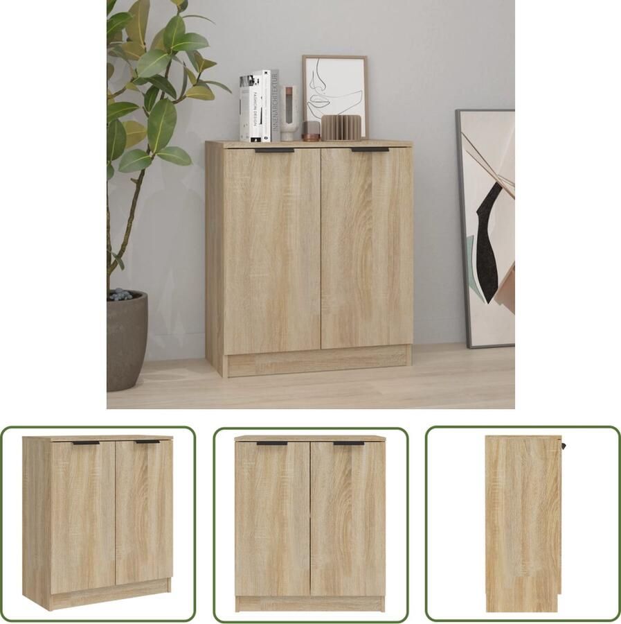 The Living Store Dressoir 60x30x70 cm bewerkt hout sonoma eikenkleurig Dressoir Salontafel Houten Dressoir Tv Tafel Opbergmeubels