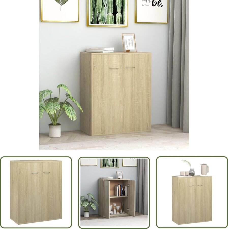VidaXL Dressoir 60x30x75 cm bewerkt hout sonoma eikenkleurig Dressoir Salontafel Tv-meubel Houten Dressoir Landelijk Dressoir