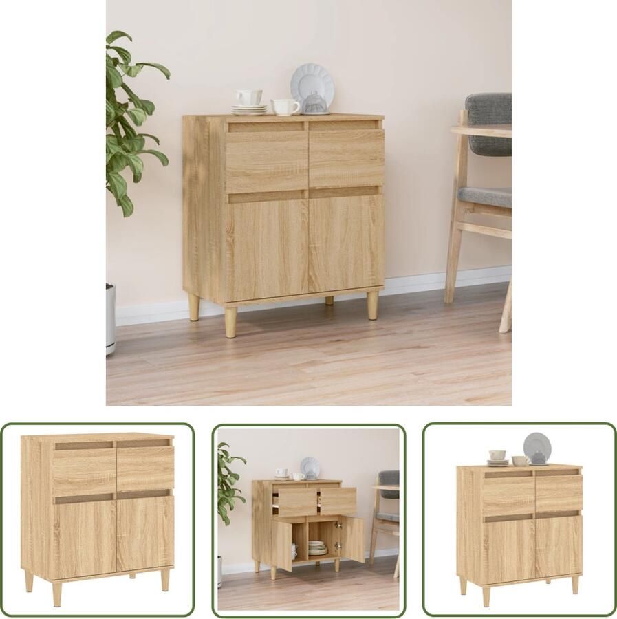 VidaXL Salontafel Dressoir 60x35x70 cm bewerkt hout sonoma eikenkleurig Houten Dressoir Sonoma Eiken Vintage Dressoir - Foto 2