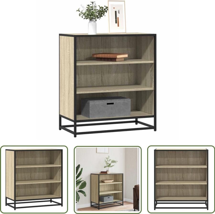 VidaXL Dressoir 68x35x76 cm bewerkt hout en metaal sonoma eikenkleur Dressoir Salontafel Tv Tafel Houten Dressoir Landelijke Dressoir