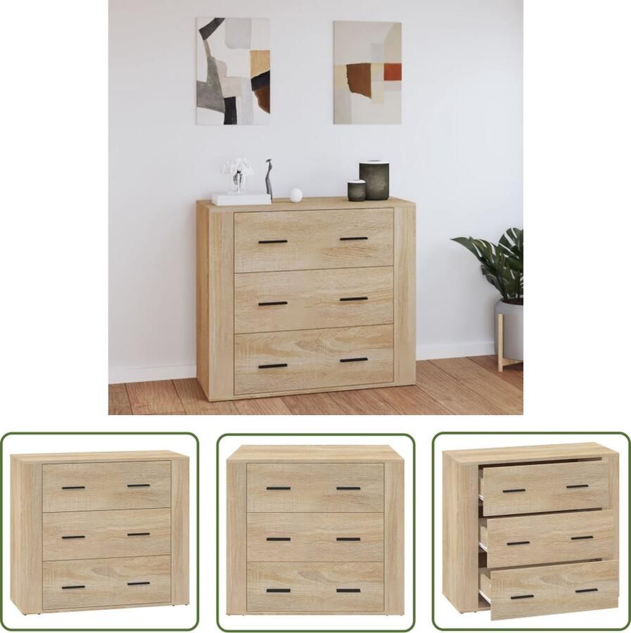 VidaXL Dressoir 80x33x70 cm bewerkt hout sonoma eikenkleurig Dressoir Salontafel Houten Dressoir Vintage Dressoir Landelijk Dressoir - Foto 4