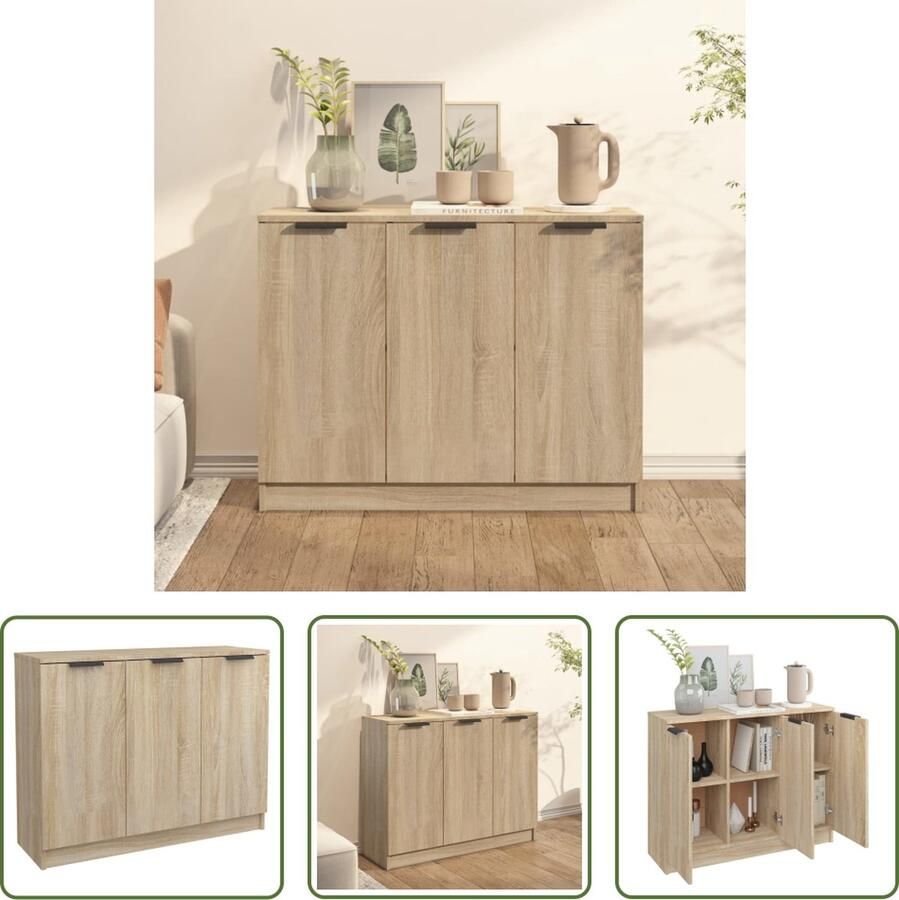 VidaXL Dressoir 90 5x30x70 cm bewerkt hout sonoma eikenkleurig Dressoir Salontafel Tv Tafel Bruine Meubels Houtsoort