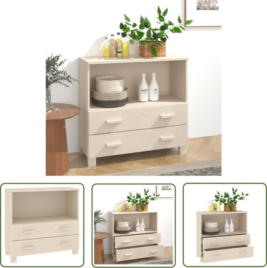 The Living Store Dressoir HAMAR 85x35x80 cm massief grenenhout honingbruin Dressoir Houten Dressoir Salontafel Tv Tafel Livingroom Furniture - Foto 2
