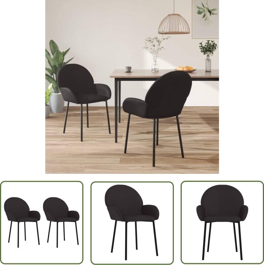 The Living Store Eetkamerstoelen 2 st kunstleer zwart Eetkamerstoel Salontafel Kunstleer Meubels Zwarte Eetkamerstoel Moderne Eetkamerstoel