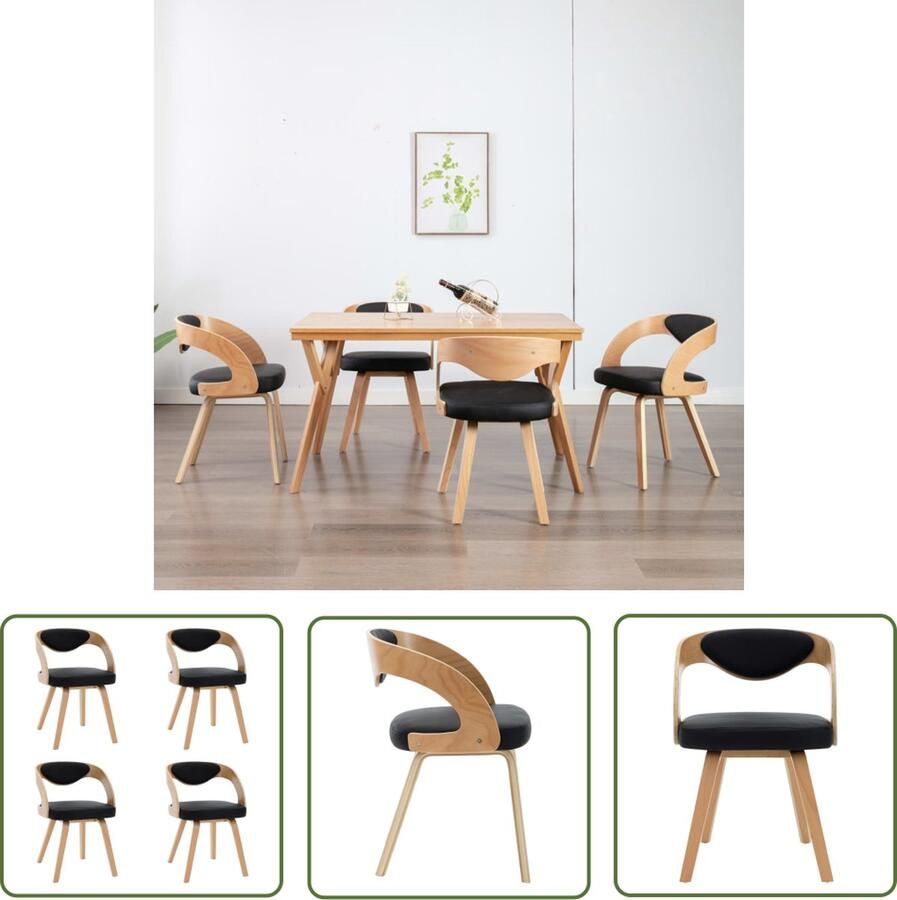 The Living Store Eetkamerstoel Eetkamerstoelen 53 x 54 x 77 cm Zwart Lichtbruin Eetkamerstoel Salontafel Keukenstoel Dining Chair Bankje