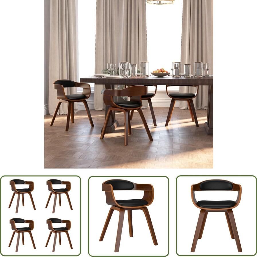 The Living Store Eetstoel Keukenstoel 49 x 51 x 70 cm Kunstleer Eetkamerstoel Salontafel Meubels Interieurdecoratie Zwarte Stoel - Foto 2