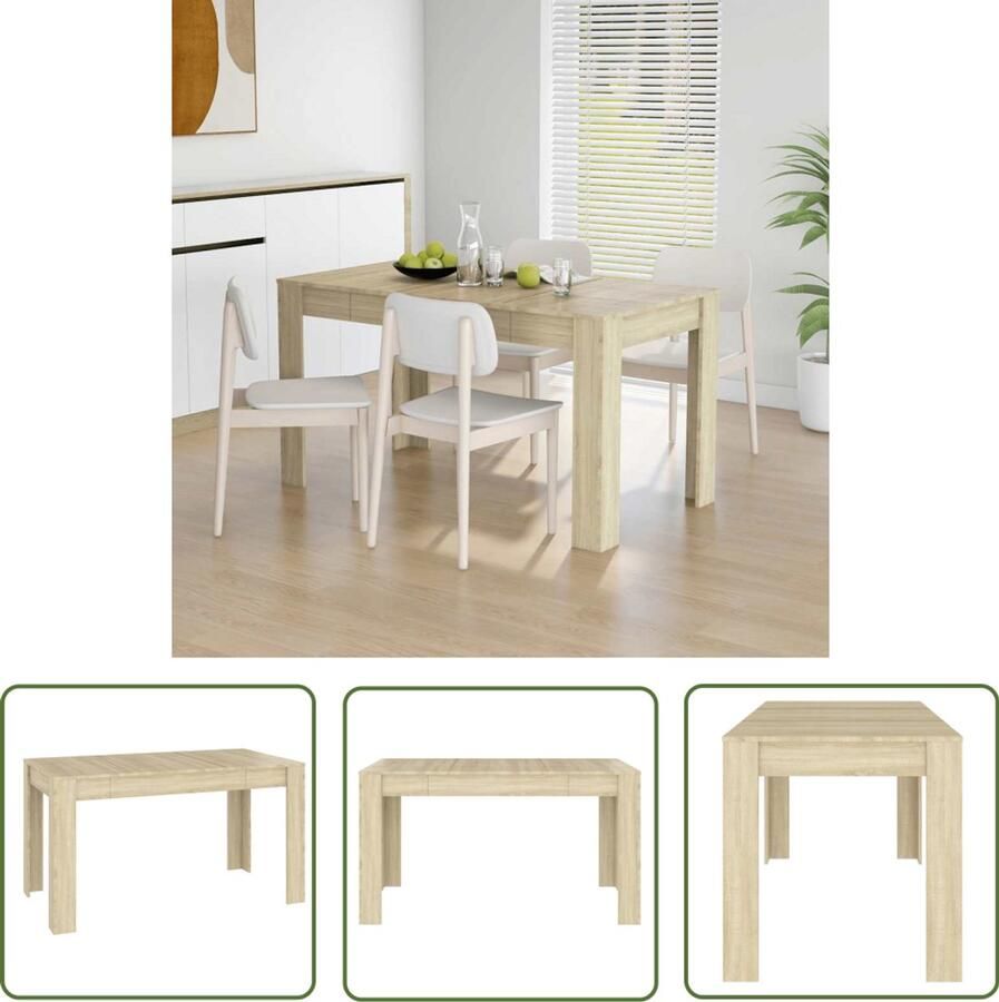 The Living Store Eettafel 140x74 5x76 cm spaanplaat sonoma eikenkleurig Eettafel Salontafel Houten Tafel Sonomaplank Bruine Tafel - Foto 2