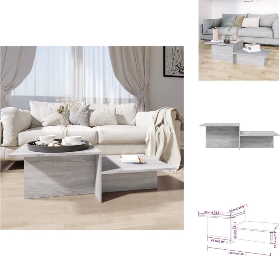 VidaXL Salontafel Elegant Bijzettafel 111.5 x 50 x 33 cm Grijs Sonoma Eiken Tafel