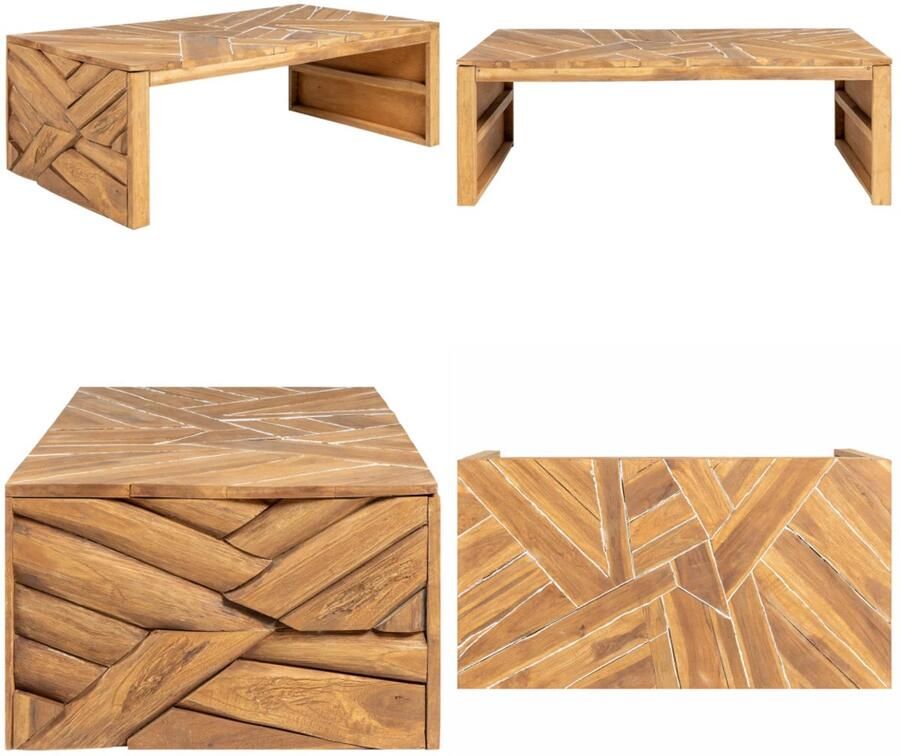 VidaXL Salontafel Erosion 110x35x38 cm massief teakhout Salontafel Salontafels Tafel Tafels