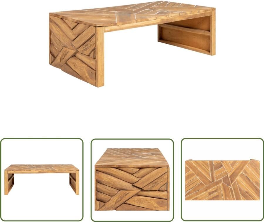 VidaXL Salontafel Erosion Teakhout 110x35x38 cm Salontafel Teakwood Houten Meubilair Landelijke Stijl Salondecoratie Interieurdesign Bruine Meubelen Unieke Tafel Handgemaakte Tafel Vintage Look Erotief Ontwerp