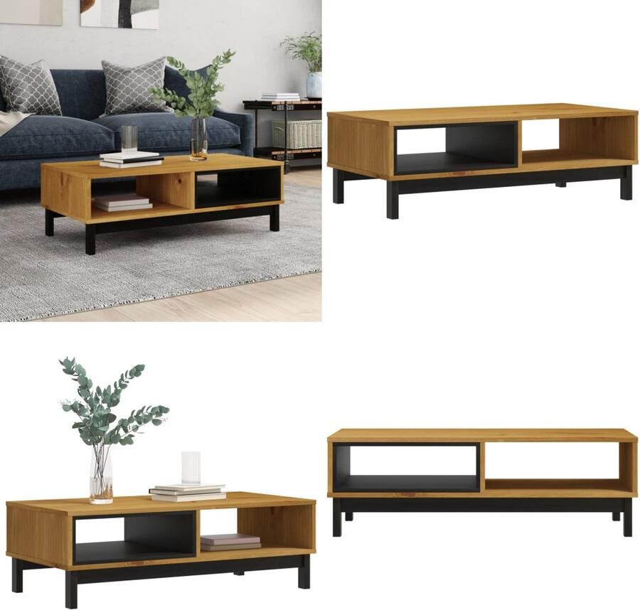 VidaXL Salontafel FLAM 100x50x32 5 cm massief grenenhout Salontafel Salontafels Bijzettafel Banktafel