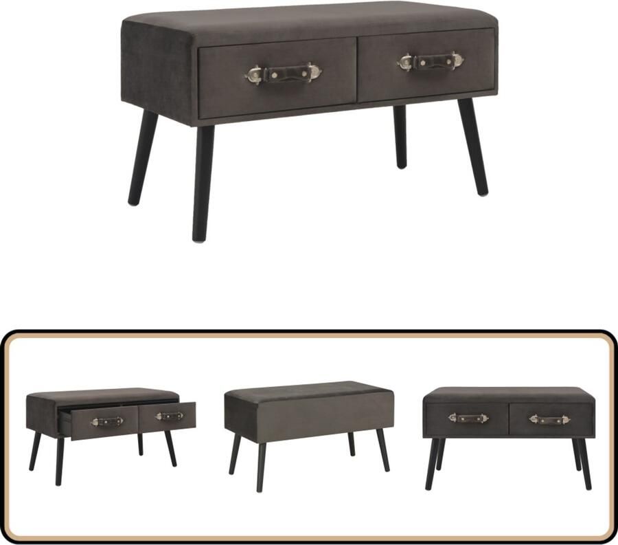 VidaXL Salontafel Fluweel Grijs 80x40x46 cm Salontafel Fluweel Grijze Salontafel Kastje Met Laden Sierlijke Salontafel