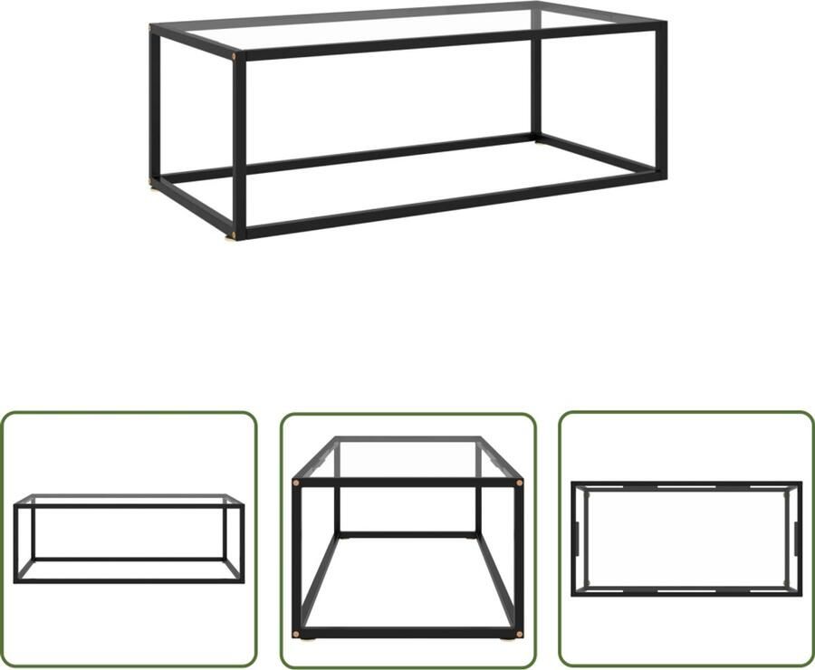 VidaXL Salontafel Gehard Glas 100x50x35 cm Zwart Salontafel Geharde Glas Metalen Onderstel Zwarte Salontafel Modern Design Livingroom Furniture Koffietafel Bijzettafel