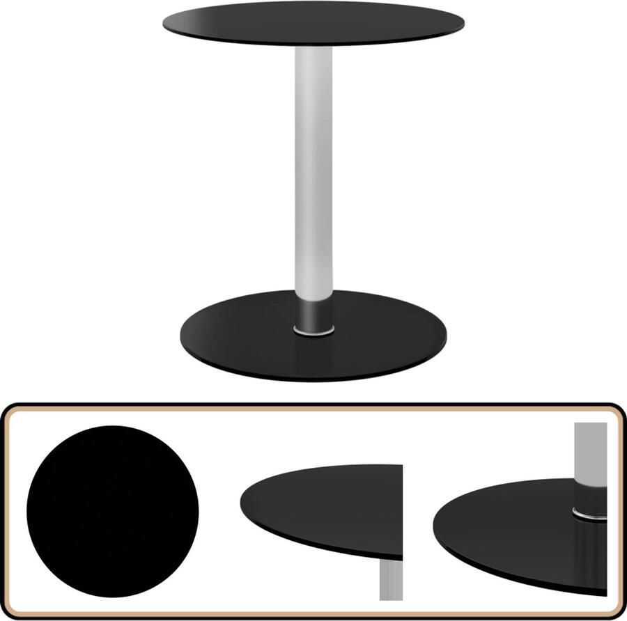 VidaXL Salontafel Gehard Glas Zwart 40 cm Salontafel Zwarte Salontafel Glazen Salontafel Modern Design Bijzettafel