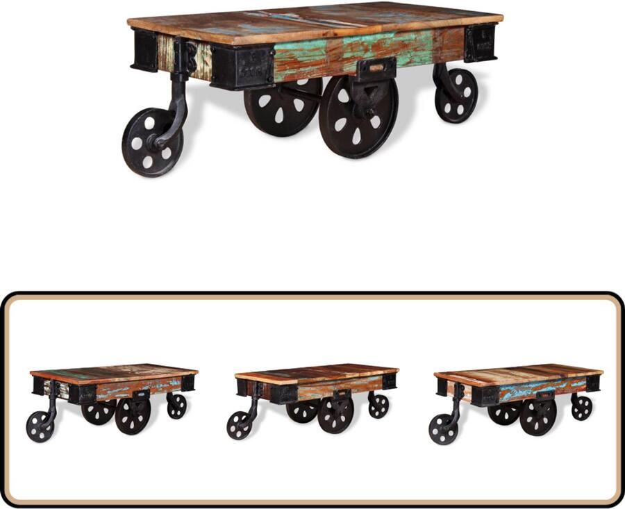 VidaXL Salontafel Gerecycled Hout 90x45x35 cm Industriële Salontafel Retro Salontafel Houten Salontafel Gerecycled Hout Meubilair Unieke Salontafel