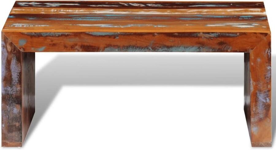 VidaXL Salontafel Gerecycled Hout Meerkleurig 80x50 cm Retro Salontafel Vintage Salontafel Houten Salontafel Industrieel Salontafel Design Tweedehands Meubelen